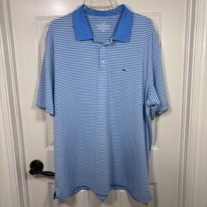Vineyard Vines Performance Striped Polo Men’s XXL Blue White Golf